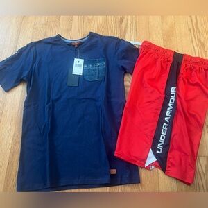 7 of all mankind Shirt and under armor shorts
